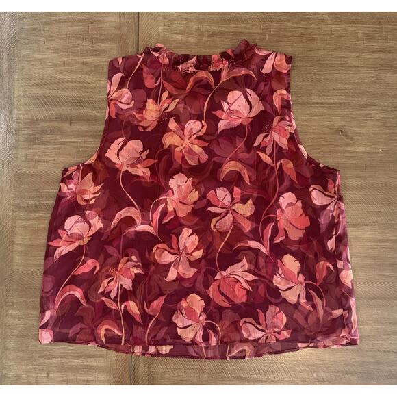 INC International Concepts Burgundy Floral Print Sleeveless Blouse Women’s XXL - Picture 12 of 13